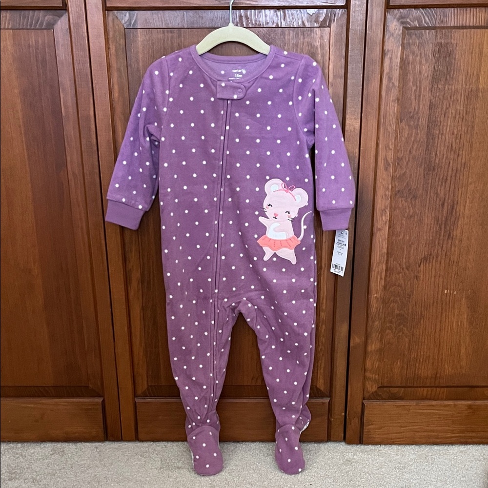 Carter's Purple and White Polka Dot Footie